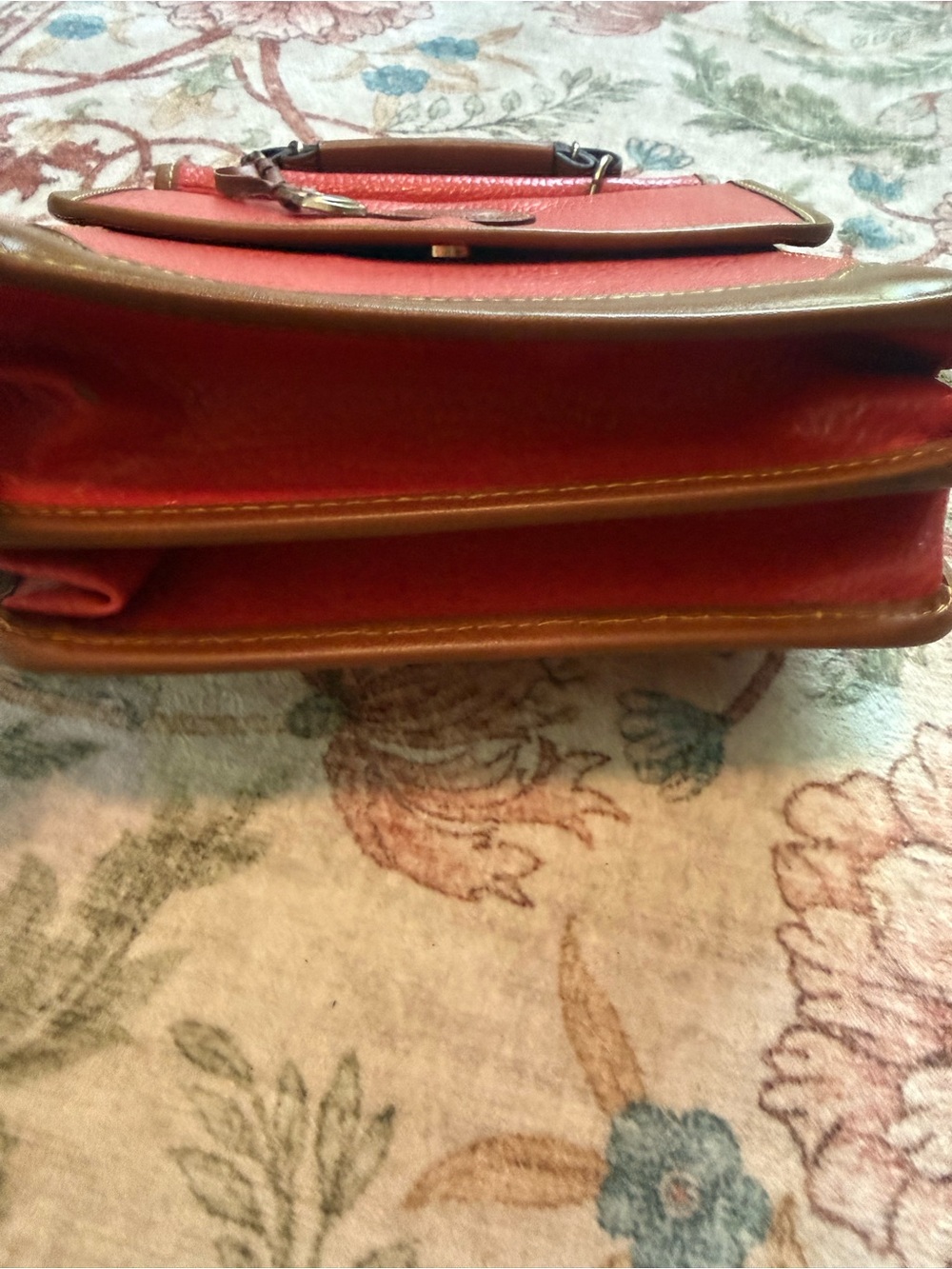 Dooney & Bourke Red and Brown Leather Messenger Bag - Picture 4 of 15